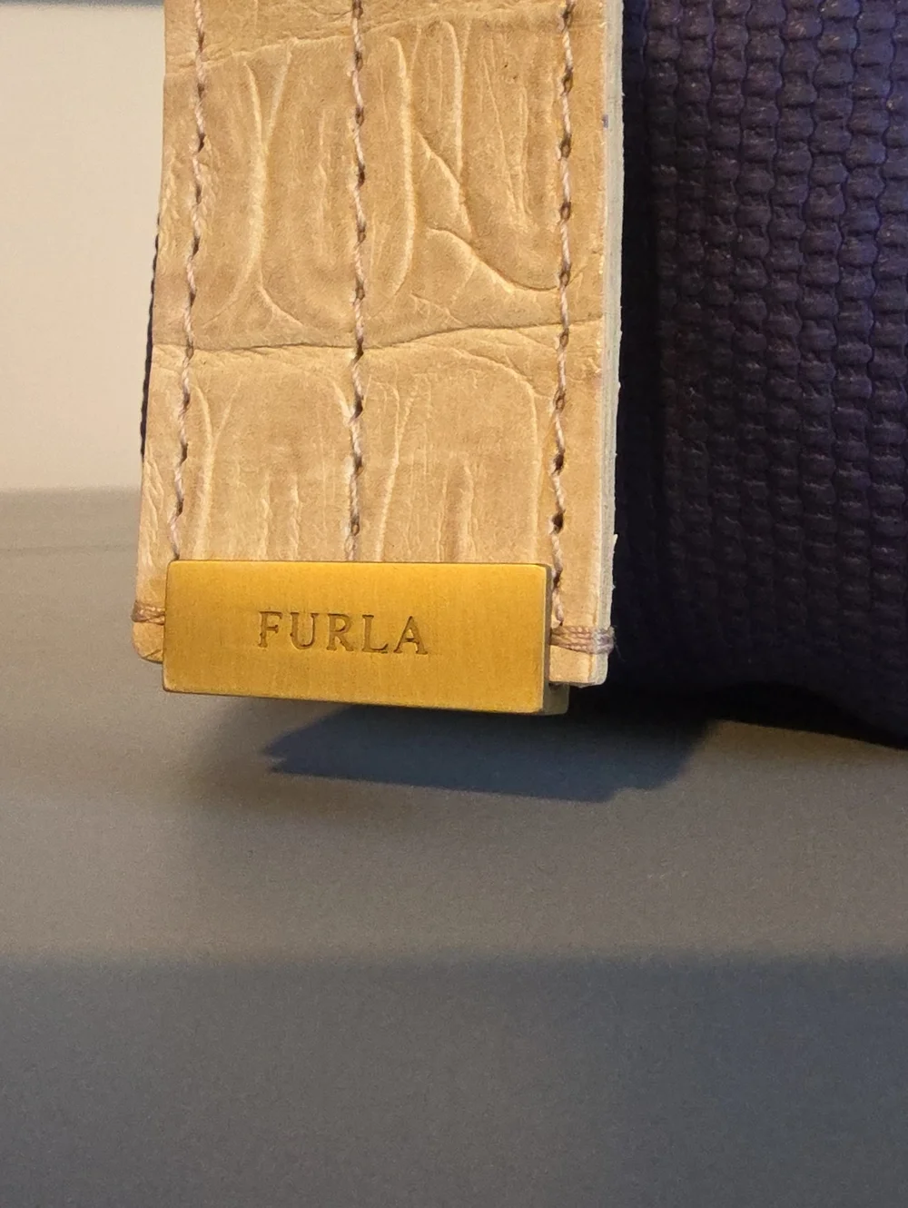 FURLA Textured Leather Large Travel Toiletry/Cosmetic Bag